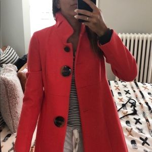 J Crew Red Peacoat with Collar Detail
